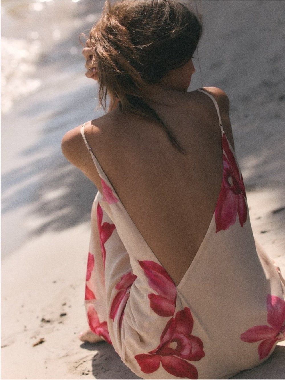 Zara Cream Maxi Dress with Pink Floral Print - Picture 5 of 5
